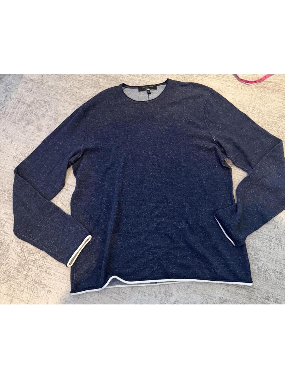 NWOT Rag & Bone Merino/Wool Cotton Blend Navy Double Layer Long Sleeve sweater L